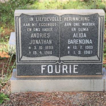 FOURIE Andries Jonathan 1899-1980 &amp; Alida Barendina 1909-1987