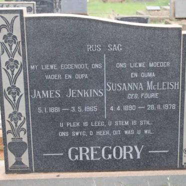 GREGORY James Jenkins 1881-1965 &amp; Susanna McLeish FOURIE 1890-1978