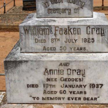 GRAY William Fasken -1925 &amp;  Annie GEDDES -1937