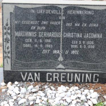 GREUNING Marthinus Gerhardus, van 1916-1983 &amp; Christina Jacomina 1926-1998