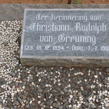 GREUNING Christiaan Rudolph, van 1894-1962