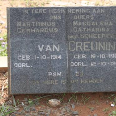 GREUNING Marthinus Gerhardus, van 1914- &amp; Magdalena Catharina SCHEEPERS 1921-1982
