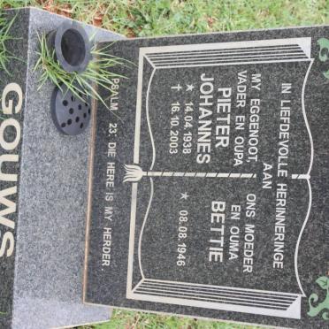 GOUWS Pieter Johannes 1938-2003 &amp; Bettie 1946-