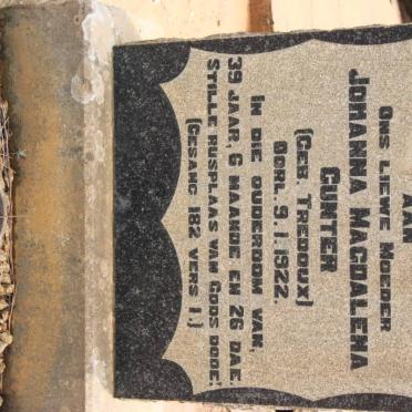 GUNTER Johanna Magdalena nee TREDOUX -1922