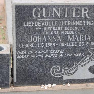 GUNTER Johanna Maria 1898-1961