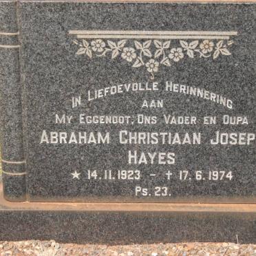 HAYES Abraham Christiaan Joseph 1923-1974