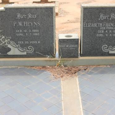 HEYNS P.M. 1886-1963 &amp; Elizabeth Francina PRINSLOO 1891-1976