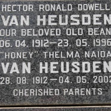 HEUSDEN Hector Ronald Dowell 1912-1996 &amp; Thelma Naida 1912-2002
