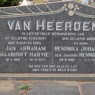 HEERDEN Jan Abraham Haarhoff, van 1901-1977 &amp; Hendrika Johanna JACOBSZ 1902-1985