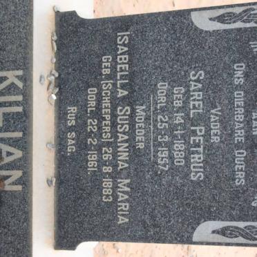 KILIAN Sarel Petrus 1880-1957 &amp; Isabella Susanna Maria SCHEEPERS 1883-1961