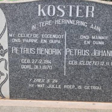KOSTER Petrus Hendrik 1914-1970 &amp; Petrus Johannes CLOETE 1921-