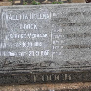 LOOCK Aletta Helena nee VERMAAK 1885-1956