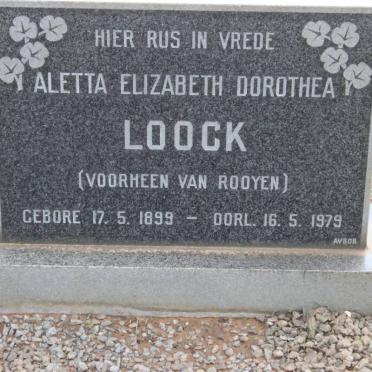 LOOCK Aletta Elizabeth Dorothea formerly VAN ROOYEN 1899-1979