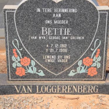 LOGGERENBERG Bettie, van formerly VAN WYK nee VAN GREUNEN 1912-1996