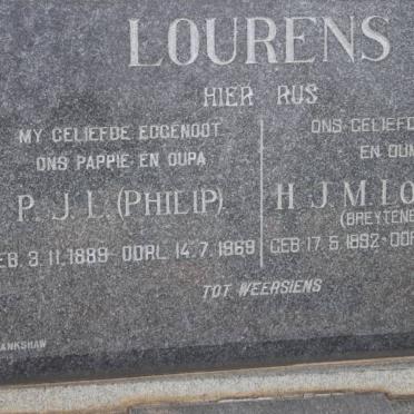 LOURENS P.J.L. 1889-1969 &amp; H.J.M. BREYTENBACH 1892-1983