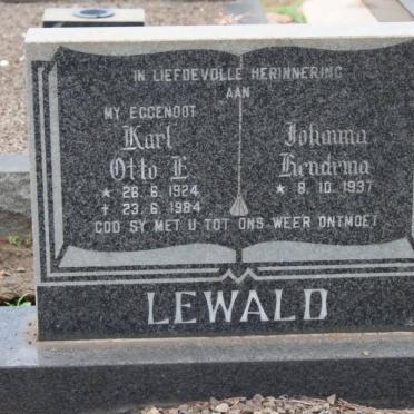 LEWALD Karl Otto E. 1924-1984 &amp; Johanna Hendrina 1937-