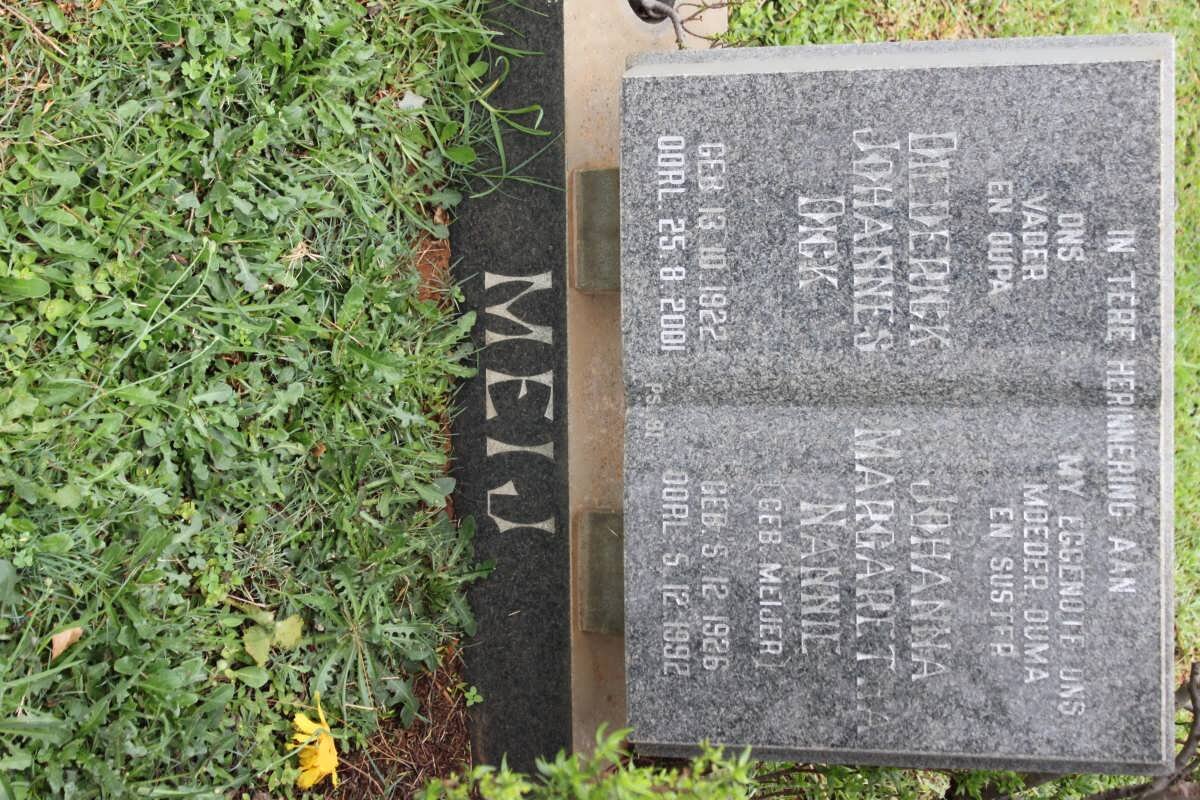 MEIJ Diederick Johannes 1922-2001 &amp; Johanna Margaret MEIJER 1926-1992