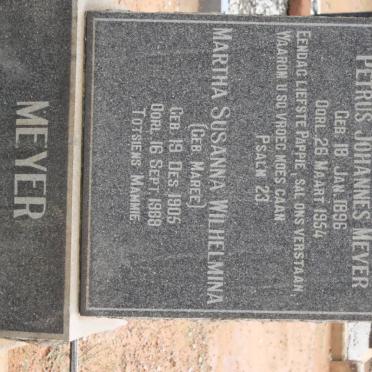 MEYER Petrus Johannes 1896-1954 &amp; Martha Susanna Wilhelmina MAREE 1905-1988
