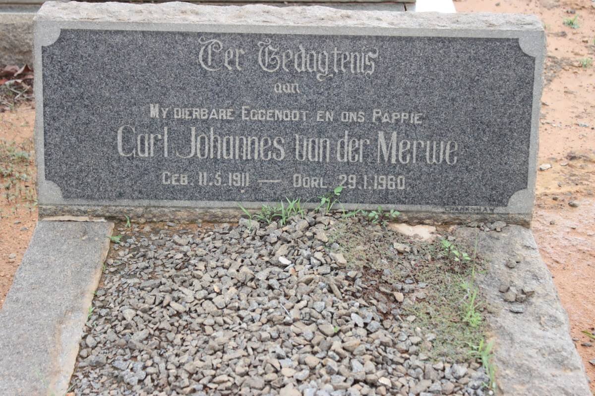 MERWE Carl Johannes, van der 1911-1960