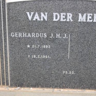 MERWE Gerhardus J.H.J., van der 1893-1961