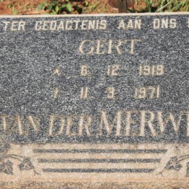 MERWE Gert, van der 1919-1971