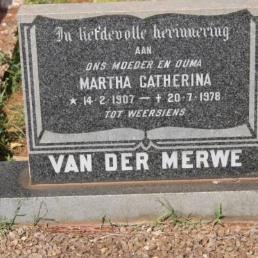 MERWE Martha Catherine , van der 1907-1978