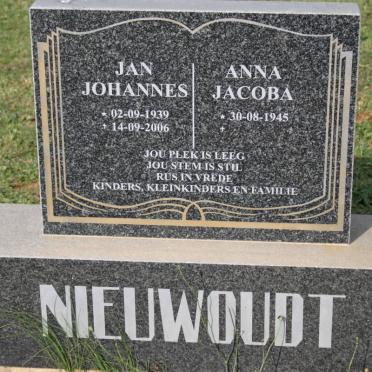 NIEUWOUDT Jan Johannes 1939-2006 &amp; Anna Jacoba 1945-