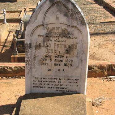 OPPERMAN Louisa Petronella nee CRONJE 1870-1925