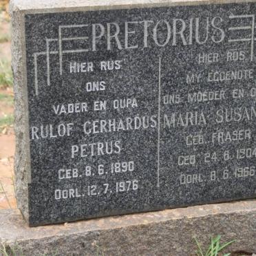 PRETORIUS Rulof Gerhardus Petrus 1890-1976 &amp; Maria Susanna FRASER 1904-1966