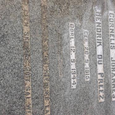 PREEZ Cornelis Johannes Hendrik, du 1915-1944