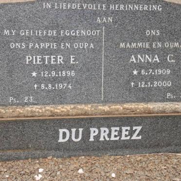 PREEZ Pieter E.,du 1896-1974 &amp; Anna C. 1909-2000