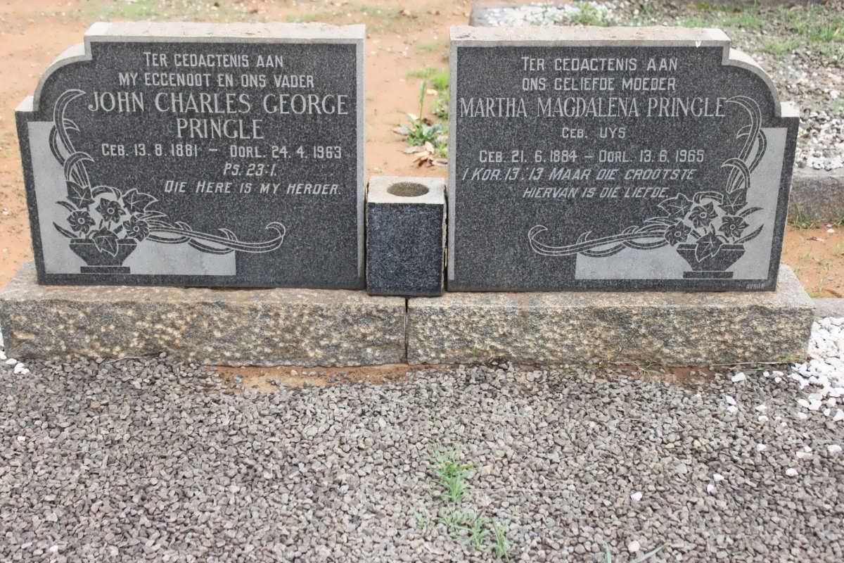 PRINGLE John Charles George 1881-1963 &amp; Martha Magdalena UYS 1884-1965