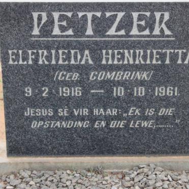 PETZER Elfrieda Henrietta nee COMBRINK 1916-1961