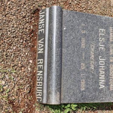 RENSBURG Elsje Johanna, Janse van 1902-1988