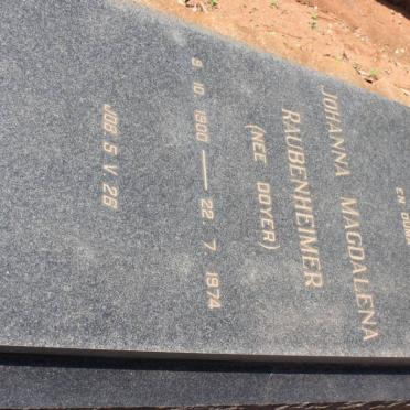 RAUBENHEIMER Johanna Magdalena nee DOYER 1900-1974