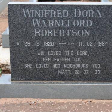 ROBERTSON Winifred Dora Warneford 1920-1984