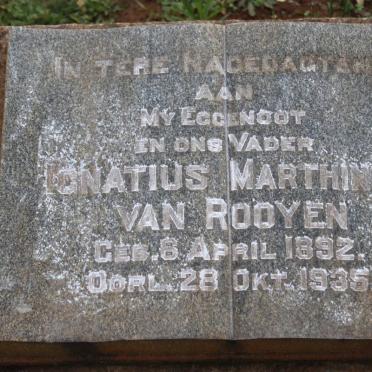 ROOYEN Ignatius Marthinus, van 1892-1935