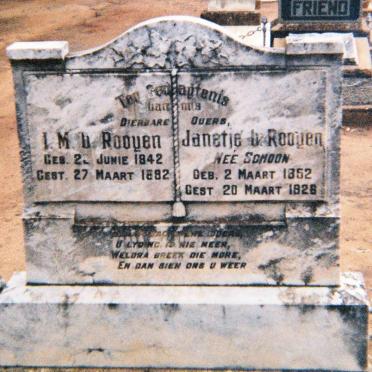 ROOYEN I.M., van 1842-1892 &amp; Janetje SCHOON 1852-1928