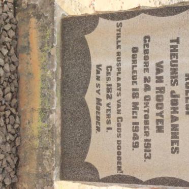 ROOYEN Theunis Johannes, van 1913-1949