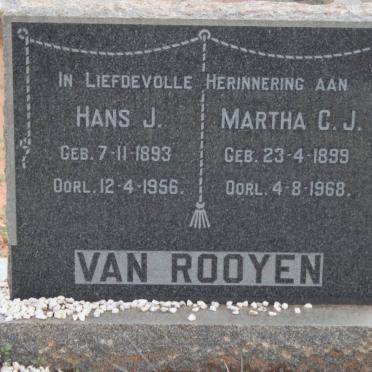 ROOYEN Hans J., van 1893-1956 &amp; Martha C.J. 1899-1968