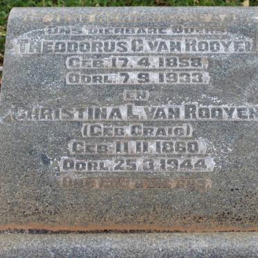 ROOYEN Theodorus C., van 1858-1933 &amp; Christina L. CRAIG 1860-1944