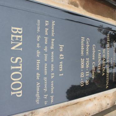 STOOP Wilhelmina Christina Scharlina nee CELLIERS 1926-2008