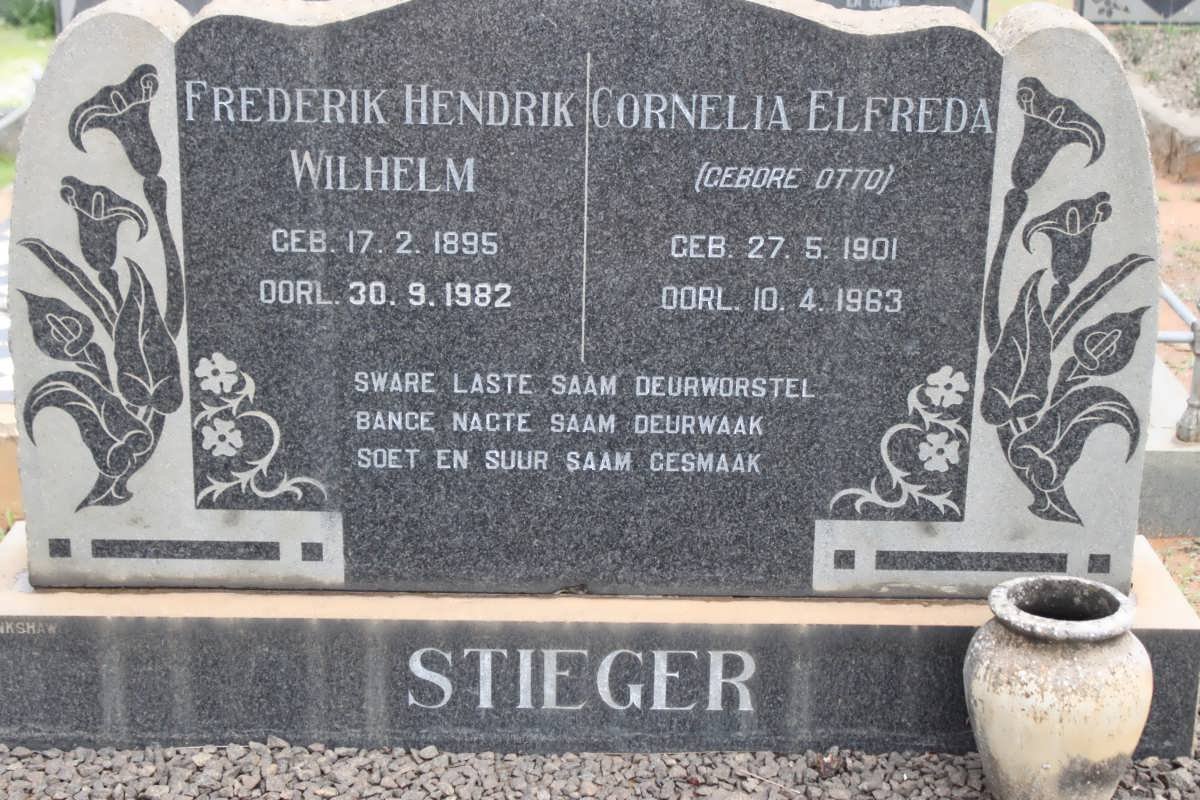 STIEGER Frederik Hendrik Wilhelm 1895-1982 &amp; Cornelia Elfreda OTTO 1901-1963