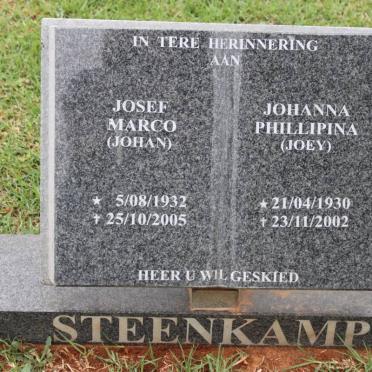STEENKAMP Josef Marco 1932-2005 &amp; Johanna Phillipina 1930-2002