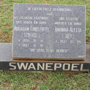 SWANEPOEL Abraham Christoffel 1932-1997 &amp; Johanna Aletta 1933-