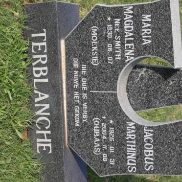 TERBLANCHE Jacobus Marthinus 1926-2004 &amp; Maria Magdalena SMITH 1930-