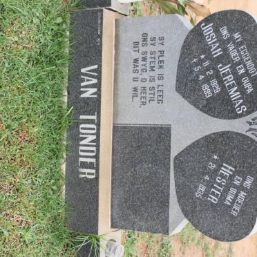 TONDER Josiah Jeremias, van 1929-1999 &amp; Hester 1935-