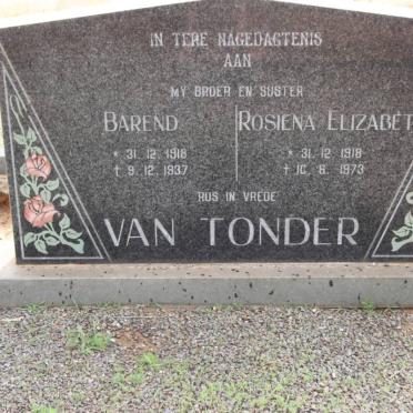 TONDER Barend, van 1918-1937 :: VAN TONDER Rosiena Elizabeth 1918-1973