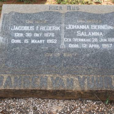 VUUREN Jacobus Frederik, Jansen van 1876-1952 &amp; Johanna Berndina Salamina VERMAAK 1884-1957