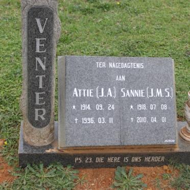 VENTER J.A 1914-1996 &amp; J.M.S. 1918-2010